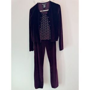 Vintage 90s No Boundaries Soft Velour Pant Set Girls‎ Size 7/8 Purple